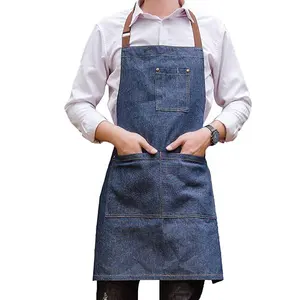 China supplier factory custom wholesale quality grilling bib apron cooking denim apron