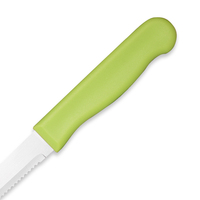 Couteau à steak coloré avec manche en PP, lame dentelée en acier inoxydable, léger (34g), couverts pour la maison, le restaurant et la table à manger