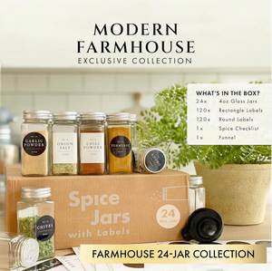 Ceramic <b>Spice</b> <b>Jars</b> with Labels and Metal Lids Shakers 24 Pack Set 4oz Small Empty Air Tight Food Containers Kitchen Portable - Product Image 3