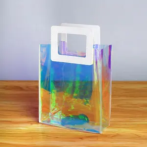 Высококачественная Водонепроницаемая прозрачная рекламная сумка на заказ, лазерная прозрачная подарочная сумка из ПВХ