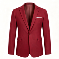 Ensemble de costume d'affaires unisexe à bouton unique en tissu sergé épais, coupe ajustée, respirant, col mandarin, infroissable, formel