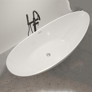 Vasca da Bagno Integrata Senza Giunture per Adulti, Forma Lunare, Autoportante, Stile Nordico per Casa, Hotel e B&B, in Acrilico con Massaggio, Design Moderno Sunrise - Product Image 4
