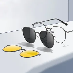 Nuevas gafas de sol polarizadas con Clip magnético a la moda para hombre, gafas de sol 3 en 1 con visión nocturna para mujer 7023