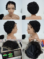 Letsfly Promotion 49$ Perruques Courtes Bouclées HD Lace Chioma avec Baby Hair, Frontale en Dentelle 13x4, 100% Cheveux Humains Naturels, Vente en Gros 120g