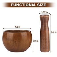 Outil unique de cuisine bol de broyeur en bois ensemble de mortier et de pilon en bois pour guacamole, salsa, broyeur d'herbes et pilule