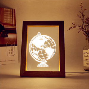 Luces Led de noche 3D de madera, marco de fotos, lámpara de mesa USB, adornos para mesita de noche, oficina, escritorio, <span class=keywords><strong>luz</strong></span> de <span class=keywords><strong>la</strong></span> noche - Product Image 5