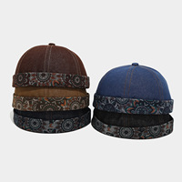 Casquette Docker en jean délavé pour homme, style rétro sans visière, respirante et réglable, pour toutes les saisons, usage quotidien et extérieur, style Hip Hop, casquette de type Landlord