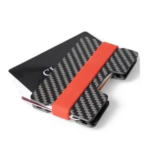 Cheap Elastic Rubber Band RFID Blocking Slim Carbon Fiber Silicone Band Money Clip