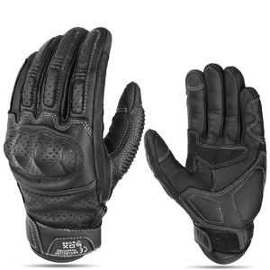 Gants de <span class=keywords><strong>moto</strong></span> vintage à écran tactile en cuir véritable, gants de course sur route rétro pour hommes, équipement de protection <span class=keywords><strong>homologué</strong></span> CE - Product Image 1