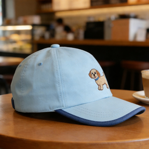 6-Panel Puppy Embroidery Baseball Cap Lightweight Breathable <b>Light</b> Blue Sun <b>Hat</b> for Outdoor Sports - Product Image 6