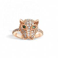 Anneaux en argent sterling 925 plaqués or fin personnalisés Maimang, micro-pavés de zircon, tête de léopard, diamants, panthère, animal