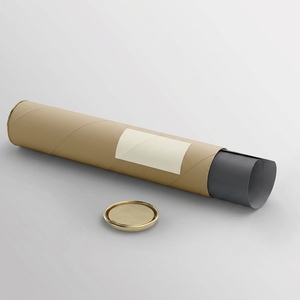 Boîte d'emballage cylindrique ronde en carton kraft recyclable à bords scellés pour événements spéciaux, tube en papier souvenir pour cadeaux, affiches - Product Image 1