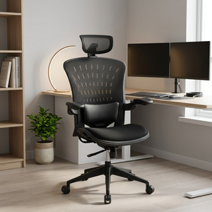 Ergonomic Mesh Office <b>Chair</b> Adjustable Armrest Headrest Tilt Mechanism Lumbar <b>Support</b> Metal Base-Modern Design for Home/Office - Product Image 3