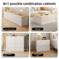 Meuble TV multifonctionnel moderne en bois massif de style français, table basse modulable pour salon, idéal pour petits espaces domestiques