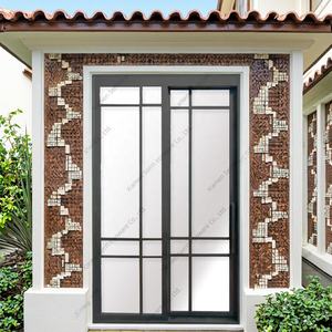 フランス製錬鉄製ドア スチール製引き戸 二重ガラス 強化ガラス 防風 室内用 リビングルーム入口用 - Product Image 3