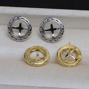 Ensemble d'accessoires DIY en argent S925 avec pendentif plat en nacre de cheval de 10 mm, support de boucles d'oreilles, taille de perle 4071, plaqué, artisanat - Product Image 2