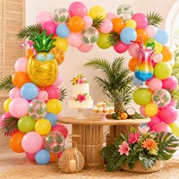 Set Balon dengan Balon Daun Palem dan Balon Foil Nanas untuk Pesta Kolam Renang Luau Hawaii Perlengkapan Ulang Tahun Musim Panas