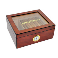 Kotak Humidor cerutu kayu Cedar mewah terlaris dengan laci buatan tangan dan Logo kustom menampilkan teknik pernis