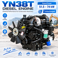 Moteur diesel SCDC Yunnei YN38T 51,5-74 kW 3,8 L 4 cylindres turbocompressé refroidi par eau pour excavatrice, chargeuse, chariot élévateur, construction
