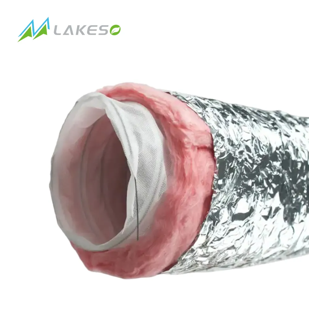 Lakeso Hvac R6 R8 Hvac Systems Spring Wire Reinforced Insulated Flexible Duct Flex Aluminum Duct Insulated Duct