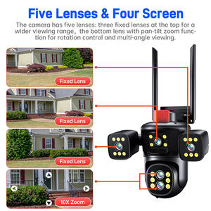 كاميرا أمان خارجية من ديفانج بتكبير 10 أضعاف وواي فاي، رؤية ليلية ملونة، صوت ثنائي الاتجاه، كشف الحركة، كاميرا آي بي لاسلكية بأربع شاشات ومستشعر سي إم أو إس - Product Image 2