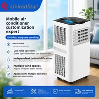 Climatiseur mobile portable en gros 12000 BTU avec compresseur, télécommande tactile, écran LED, ventilateur silencieux pour chambre et minuterie