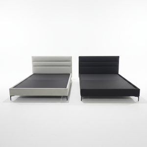 Cadre de lit rembourré élégant de style chambre moderne et confortable avec tête de lit en tissu doux et structure en bois - Product Image 5