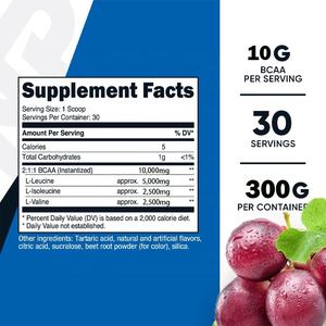 Faitury OEM 30 portions Poudre d'acides aminés BCAA saveur pamplemousse Poudre d'hydratation sportive BCAA Poudre BCAA 2:1:1 - Product Image 4