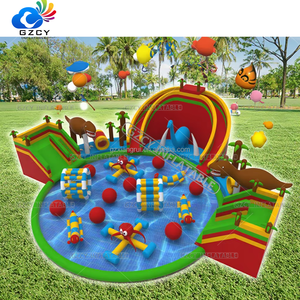 Kolam Renang Anak Portabel Luar Ruangan PVC, Desain Kustom Taman Air Tema Tiup dengan Perosotan - Product Image 2