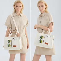 Sac fourre-tout en toile personnalisé pour femme avec poches, sac à bandoulière pour ordinateur portable, sac à main quotidien, sac à bandoulière polyvalent