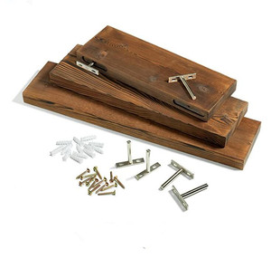 Rustic Farmhouse 3 Tier <strong>Floating</strong> Wood <strong>Shelf</strong> - <strong>Floating</strong> Wall <strong>Shelves</strong> (Set of 3), Hardware and Fasteners Included (<strong>Walnut</strong>, 3 Tier) - Product Image 2