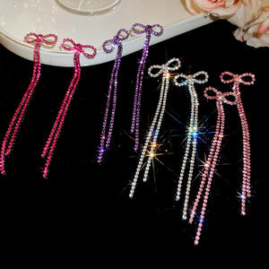 โบว์ประดับเพชรประดับพู่ยาวต่างหูแฟชั่นและหลากหลายต่างหูหรูหราระดับไฮเอนด์ - Product Image 1