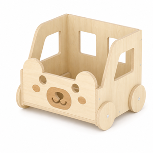 Bibliothèque mobile en bois en forme d'ours pour enfants, avec bacs de rangement et roulettes, <span class=keywords><strong>coffre</strong></span> à jouets roulant, meuble de chambre d'enfant, étagère à livres pour enfants - Product Image 1