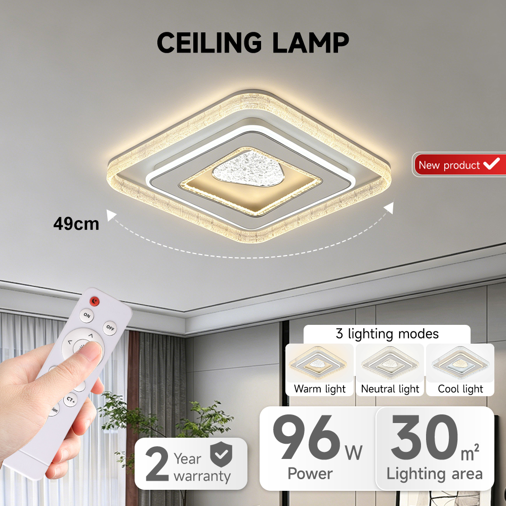 Good Quality Customizable Ceiling Lamp Modern Indoor Bedroom Acrylic 96W Remote Control Dimmable Smart Led Ceiling Light