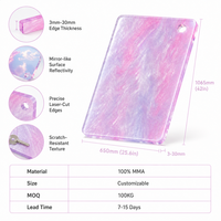Vente en gros de feuilles de PMMA colorées découpées au laser résistantes aux UV, feuilles d'acrylique moulé effet nacré de 3 mm pour utilisation publicitaire