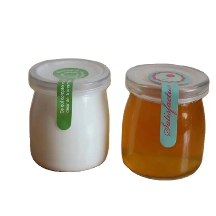 100ml transparent milk glass bottle 100ml juice bottle pudding jar with plastic lid