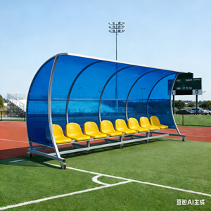 Abri portable pour équipe de football à 8 places avec cadre incurvé ACT, banc mobile pour joueurs de football avec sièges à godets NPY-ZKBB-8 - Product Image 2