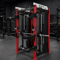 Station de musculation multifonctionnelle Smith Machine, demi-cage, rack de musculation en acier, pile de poids 75+ kg, exercices bras et jambes REYK