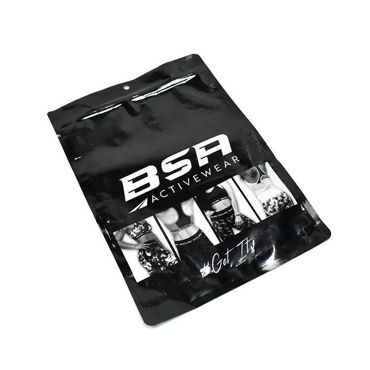 تصميم مخصص المطبوعة bsa activewear 3 جوانب مغلق حقائب تغليف الملابس مع سحاب