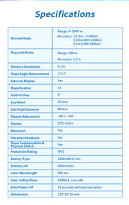 Telémetro Láser Rxiry G3 para <span class=keywords><strong>Golf</strong></span>, Alcance de 2000m, Ampliación 7X, Pantalla Dual, con Inclinación y Vibración de Bloqueo de Bandera - Product Image 4