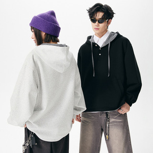 Felpa scozzese con cappuccio Double face da uomo stile coreano con colletto alla moda con botton Up Top Unisex - Product Image 2