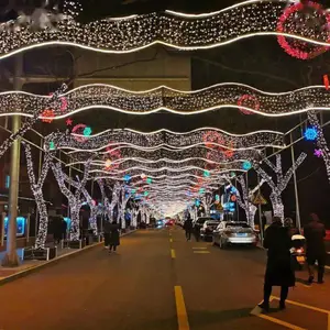 2024 New Outdoor festival holiday new year Christmas wedding street garden decoration LED arch rope pole 3D large motif lights