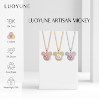 Collier Mickey de Luxe LUOYUNE Plaqué Or 18K, Zircon Cubique 5A Délicat, Cadeau Élégant et Significatif, Bijou Tendance pour Filles, Idéal pour un Rendez-vous