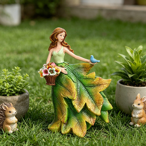 Figura <span class=keywords><strong>de</strong></span> Resina <span class=keywords><strong>de</strong></span> Hada del Bosque con Cesta <span class=keywords><strong>de</strong></span> Pájaros, Decoración para el Hogar, Regalo, Arte Personalizado al por Mayor, Redeco - Product Image 3