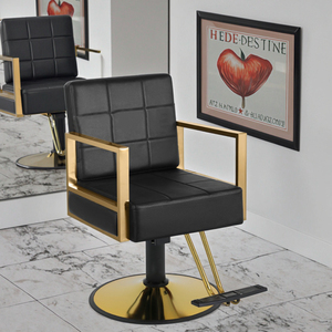 Silla <span class=keywords><strong>de</strong></span> barbería profesional con cojín suave y materiales <span class=keywords><strong>de</strong></span> silicona y plástico <span class=keywords><strong>de</strong></span> polipiel negra <span class=keywords><strong>para</strong></span> peluquería - Product Image 1