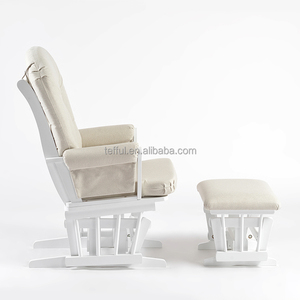 Fauteuil à bascule pour bébé, dossier haut, couleur beige, pour maman allaitant un nouveau-né - Product Image 5