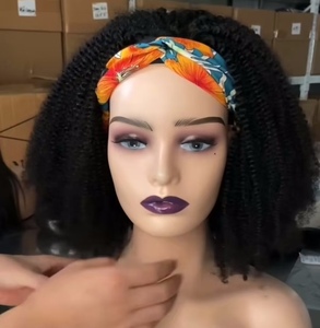 Vente en gros de vrais <span class=keywords><strong>cheveux</strong></span> humains 100 pour filles, <span class=keywords><strong>coiffure</strong></span> courte, bandeau pour femmes afro, perruques en <span class=keywords><strong>cheveux</strong></span> vierges, demi perruque afro frisée et crépue avec bandeau - Product Image 2