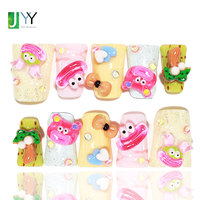 Faux ongles Y2K Gyaru en gel 3D dessin animé, faits à la main, couvrance totale, en acrylique, motif canard mignon, Kawaii, vente en gros