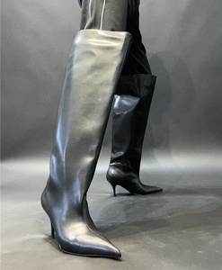 Women Knee High <b>Boots</b> Pointed Toe Shoes Super Wide Top Long Booties Stilettos Candy Colors High Heels Footwear Size 35-45 - Product Image 4