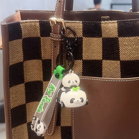 Hot verkopende schattige panda PVC sleutelhanger met offset- en UV-print, auto sleutelring, tas hanger, sleutelhouder, cadeau